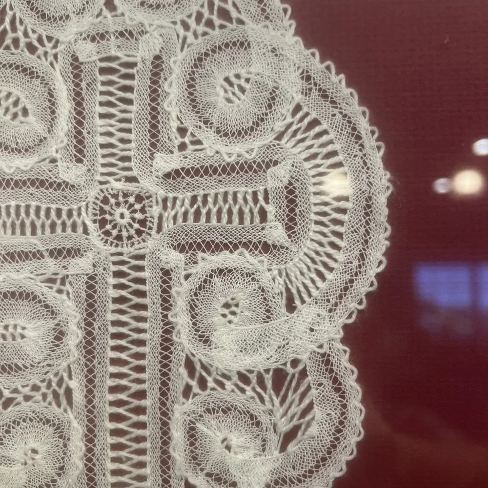 Vintage Handmade Lace Cross Framed Wall Art – Tatted Bobbin Lace Folk Art
